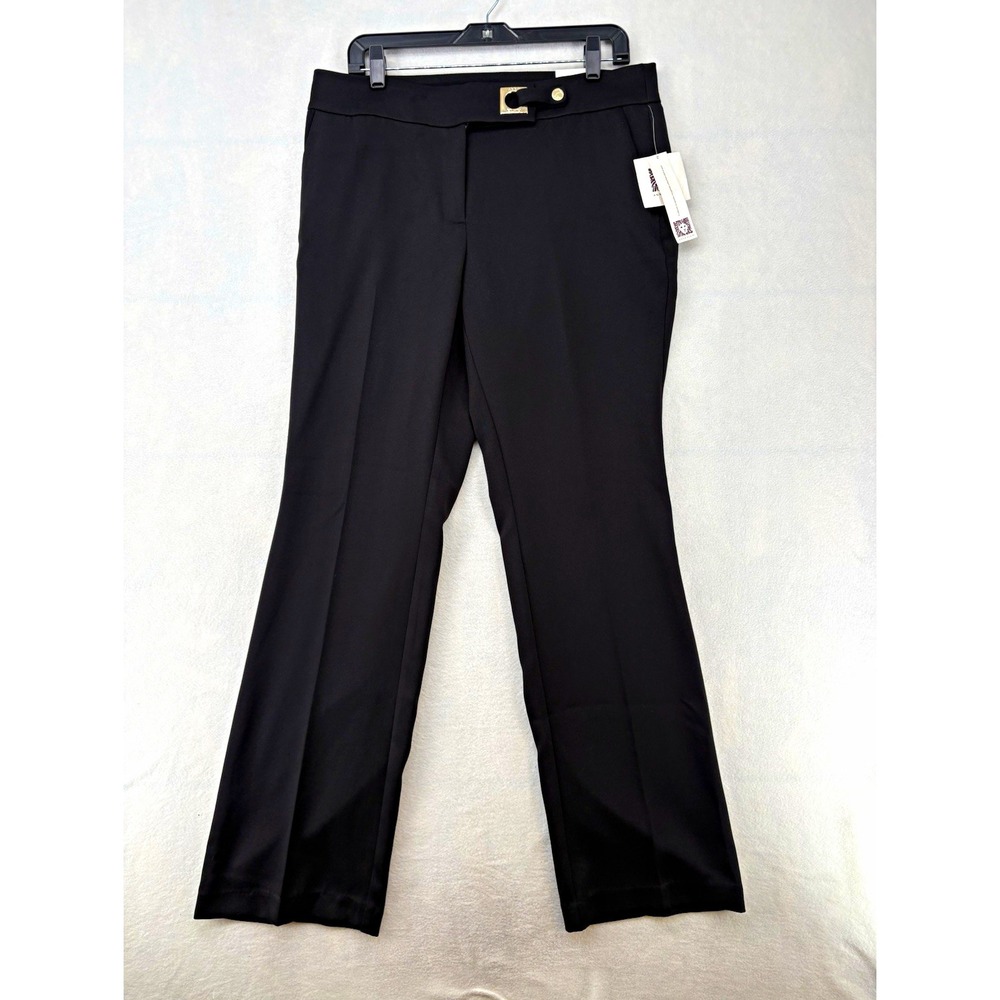 Anne Klein Dress Pants Black Solid Stretch Pockets Straight Leg Women's 8